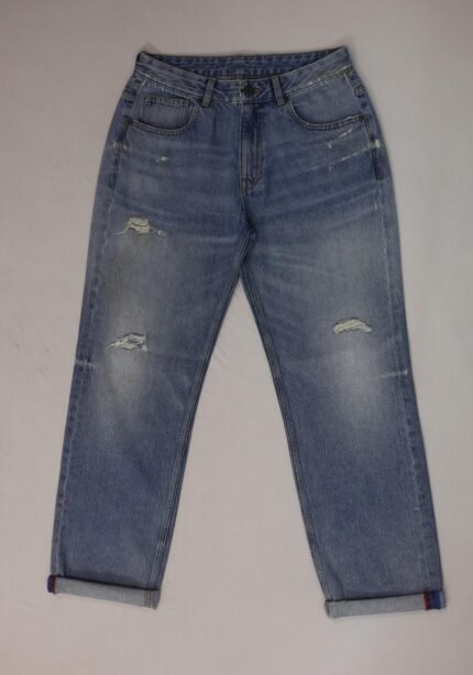 Rbtdenim Men’s Distressed Light Blue Straight Fit Jeans