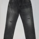 Rbtdenim Men’s Charcoal Black Distressed Straight Fit Jeans