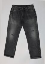 Rbtdenim Men’s Charcoal Black Distressed Straight Fit Jeans